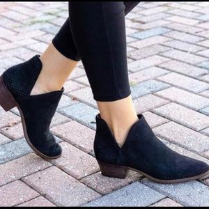 LUCKY BRAND Black Baley Perforated Ankle Bootie